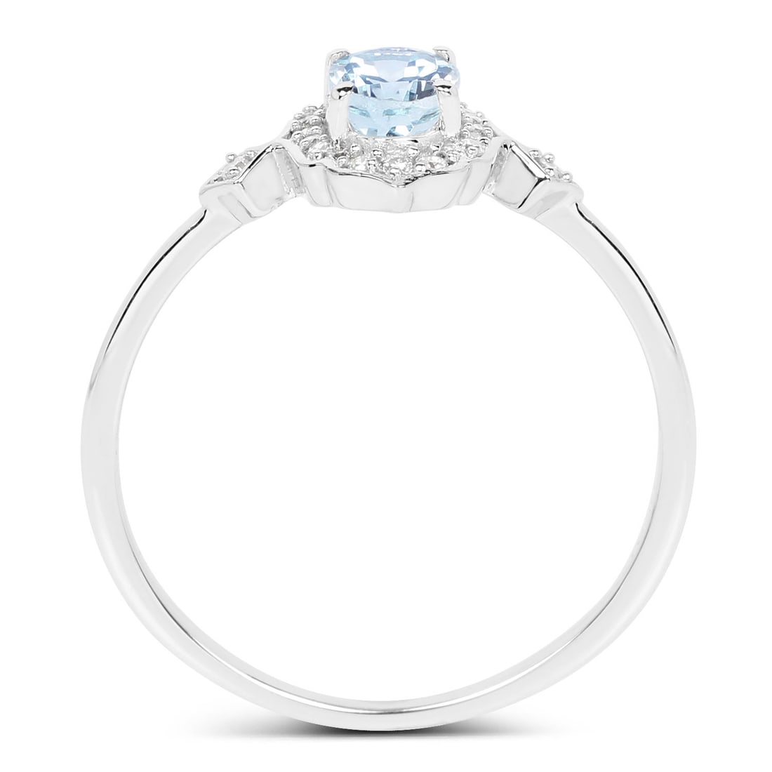 Petite Aquamarine and Diamond Halo Ring - 7