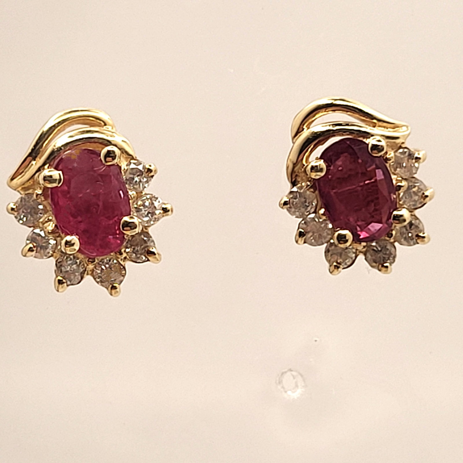 Ruby and Diamond Semi-Halo Earrings - 7