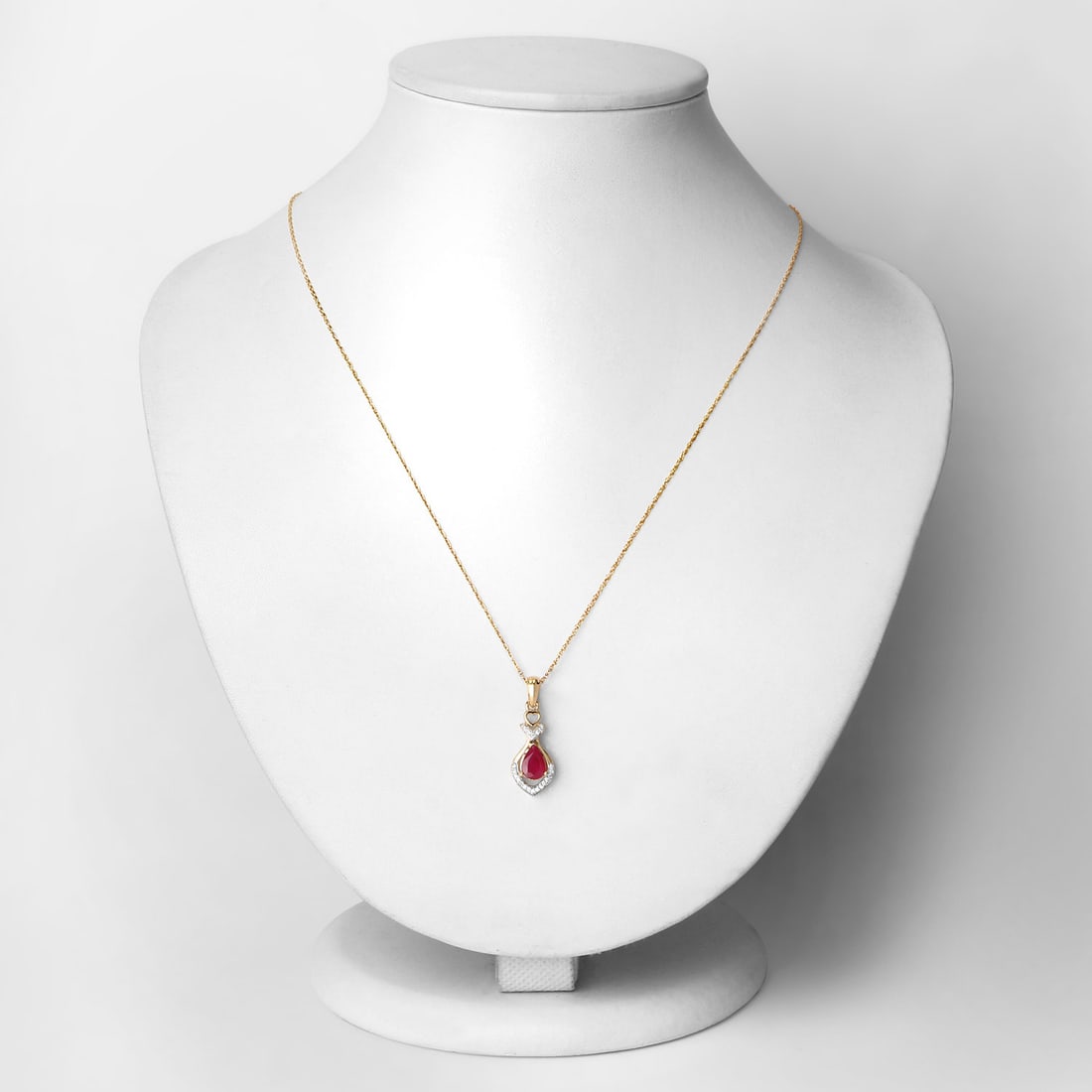 Genuine Ruby and Diamond Lavalier Necklace - 2