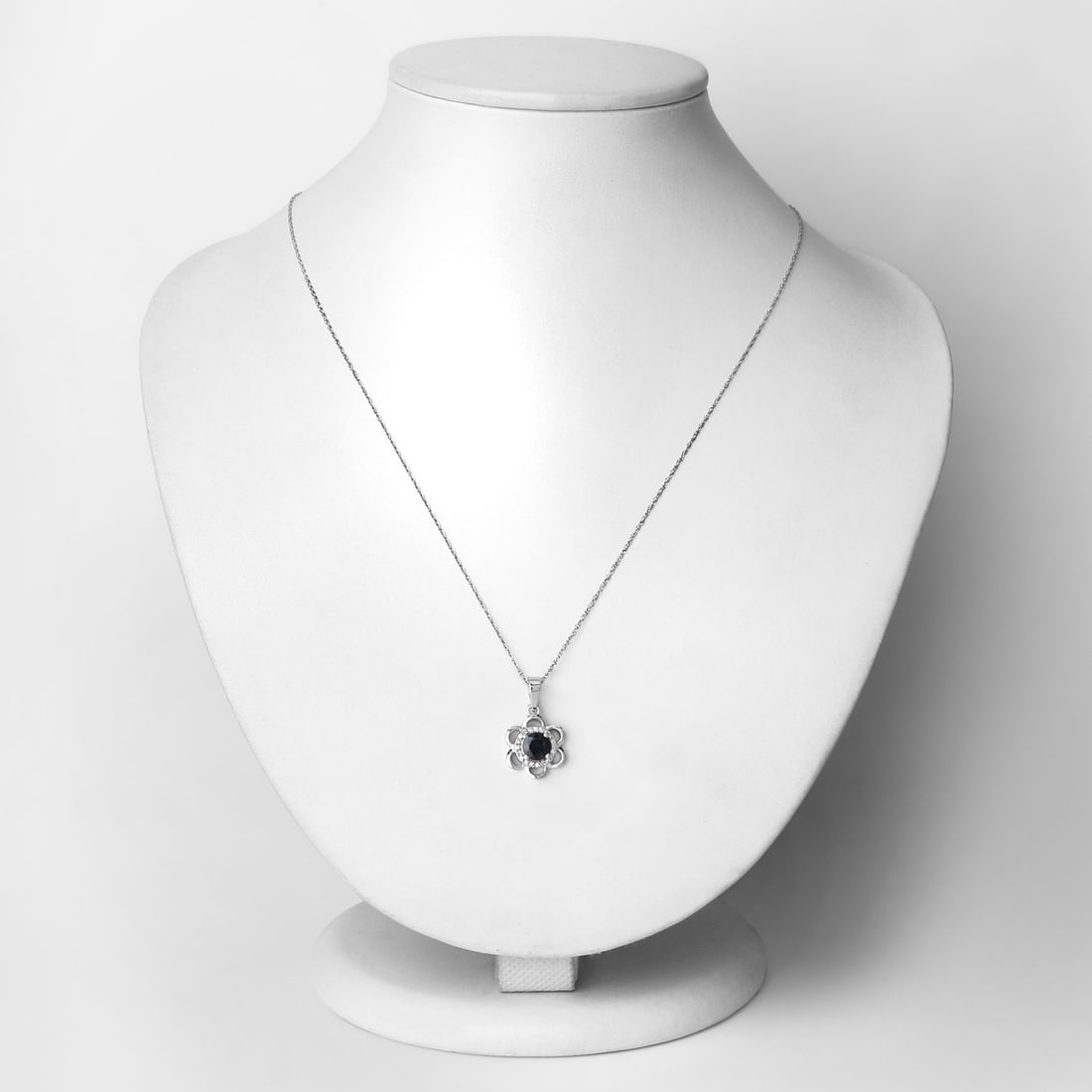 Genuine Blue Sapphire and Natural Diamond Pendant - 2