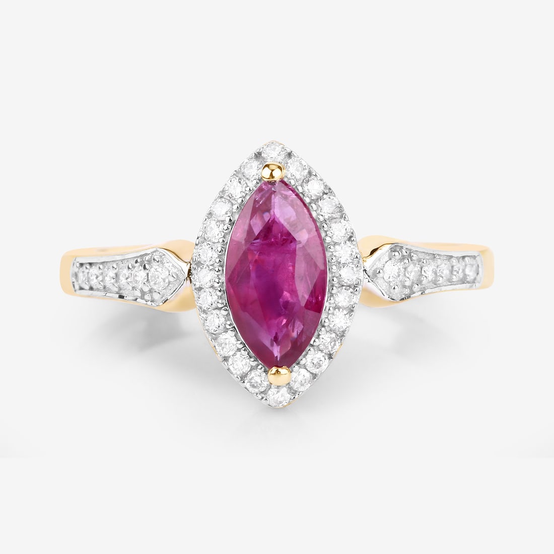Marquise Ruby and Diamond Vintage-Style Ring WG - 2