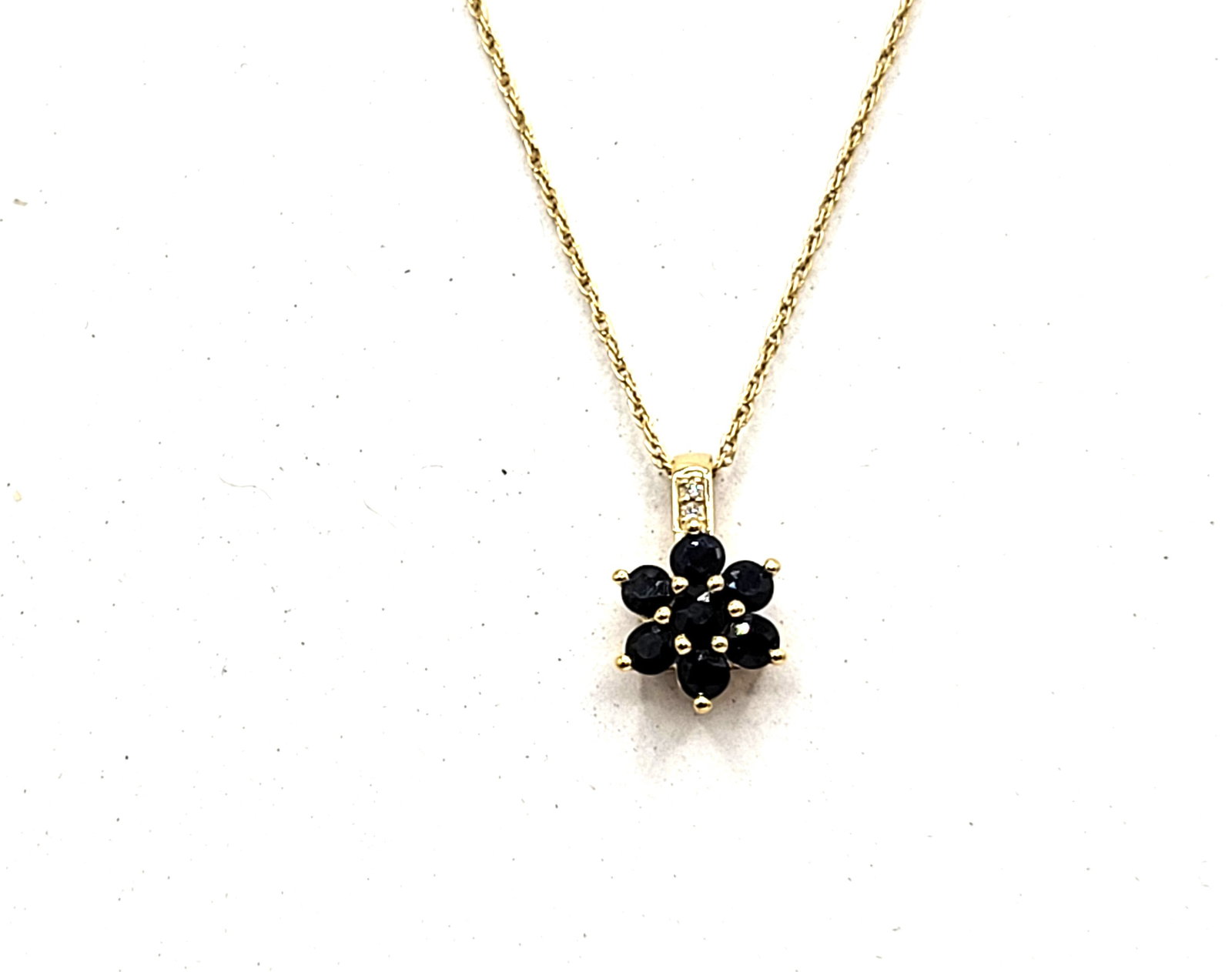Genuine Blue Sapphire and Natural Diamond Necklace - 2