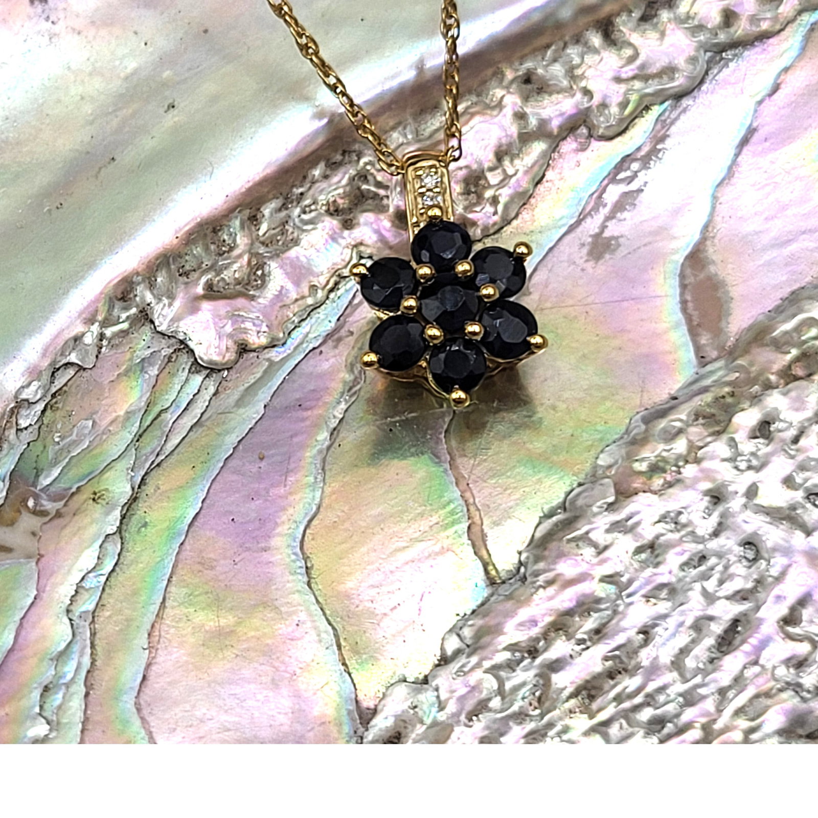 Genuine Blue Sapphire and Natural Diamond Necklace - 7