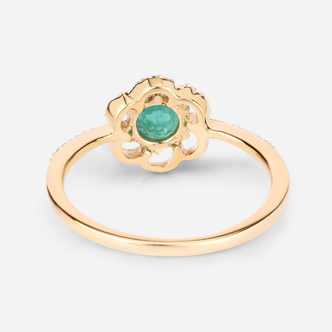 Zambian Emerald and Genuine Diamond Flower Ring - 7