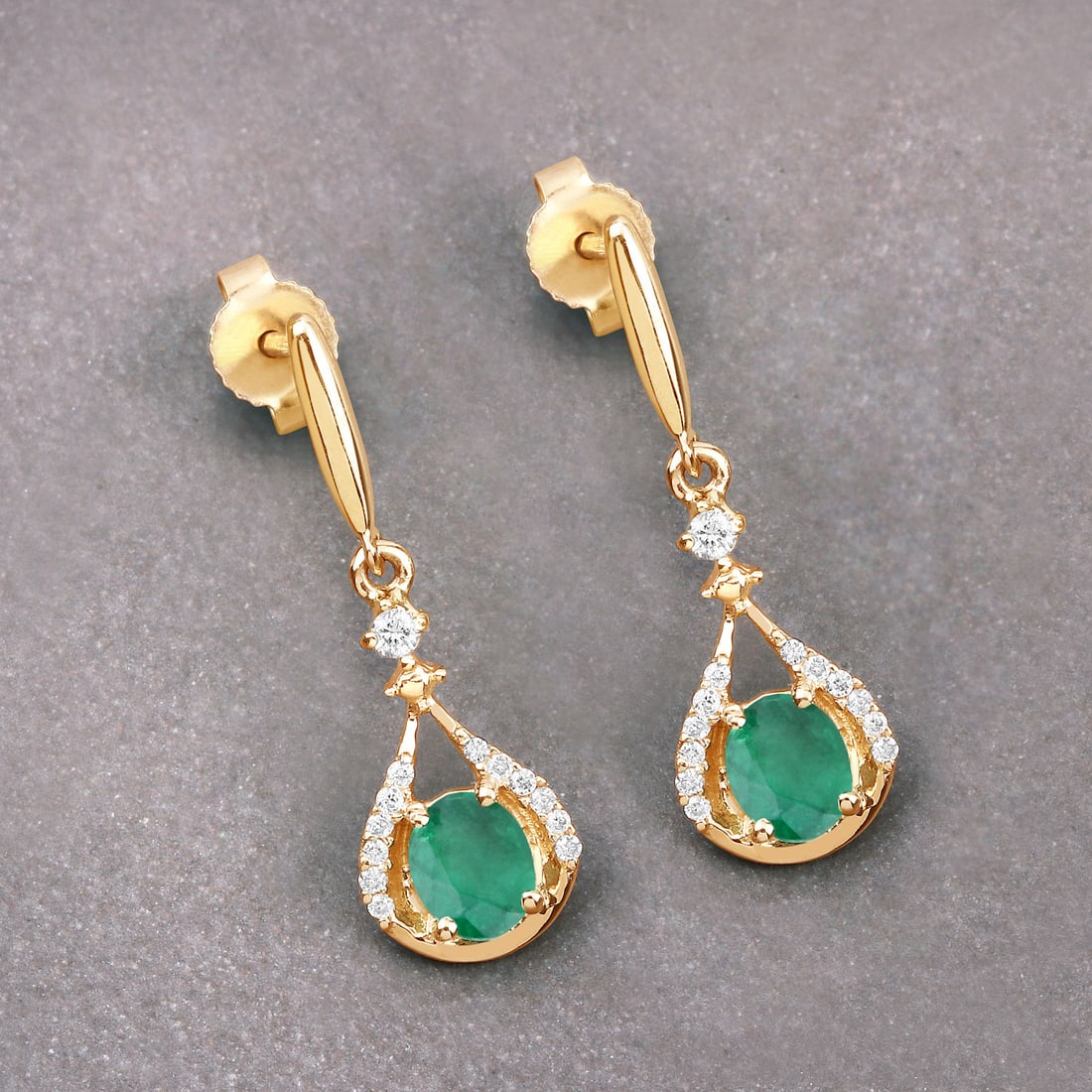 Genuine Zambian Emerald & Diamond Dangle Earrings - 3