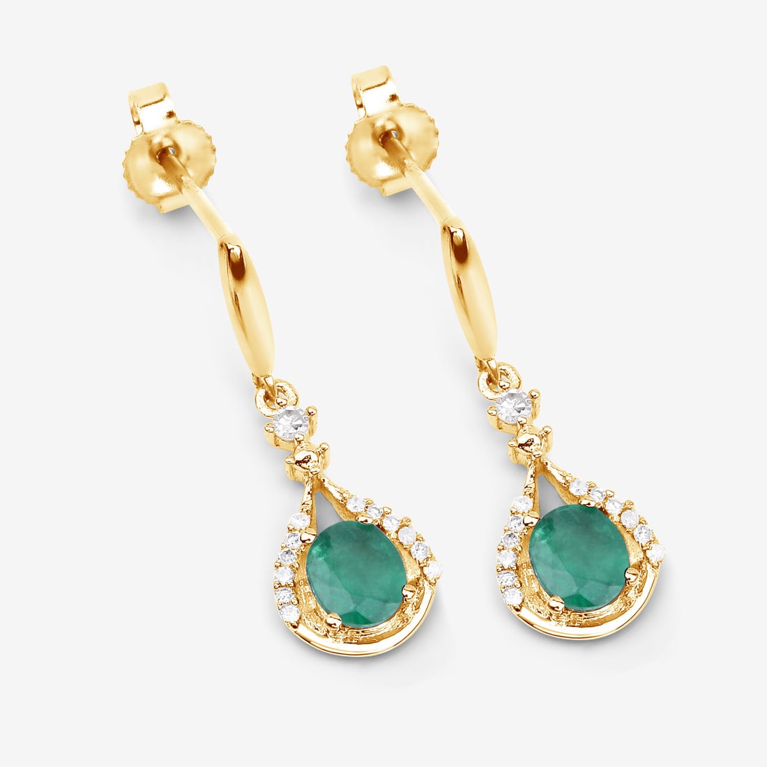 Genuine Zambian Emerald & Diamond Dangle Earrings - 4