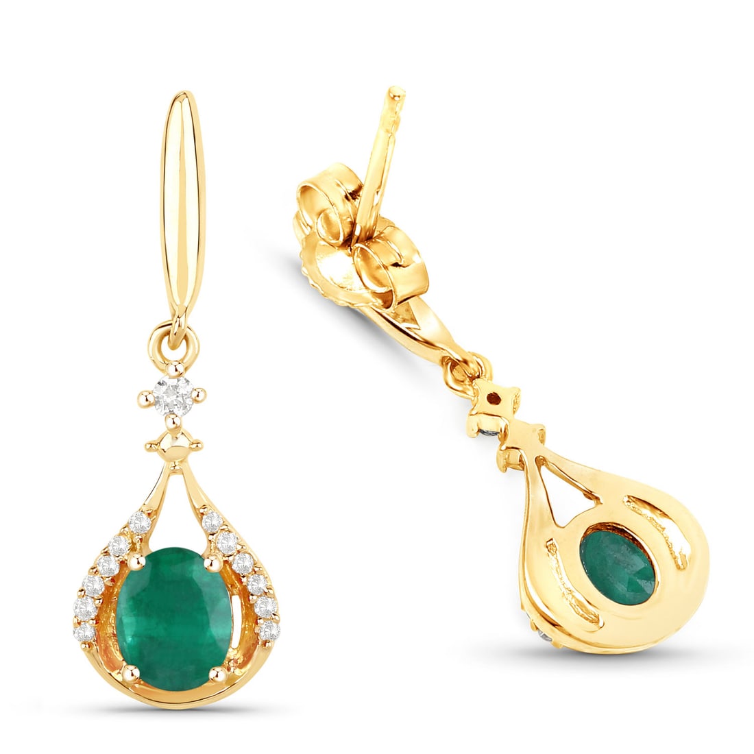 Genuine Zambian Emerald & Diamond Dangle Earrings - 5