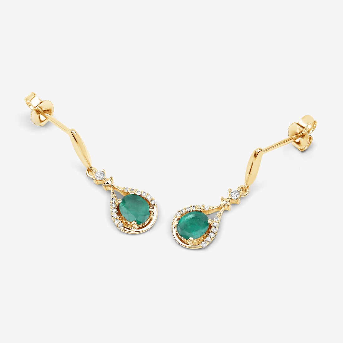 Genuine Zambian Emerald & Diamond Dangle Earrings - 6
