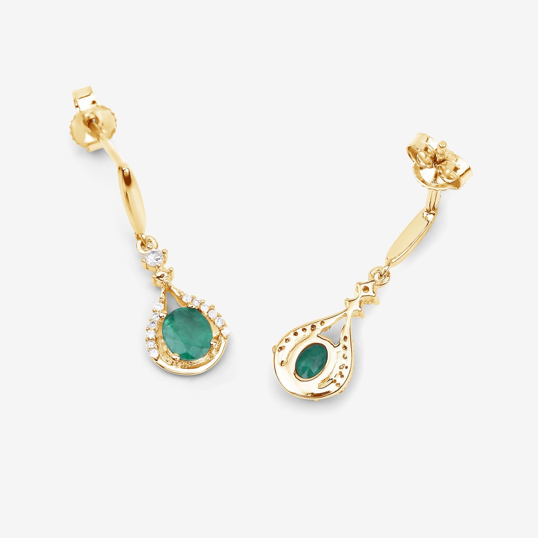 Genuine Zambian Emerald & Diamond Dangle Earrings - 7