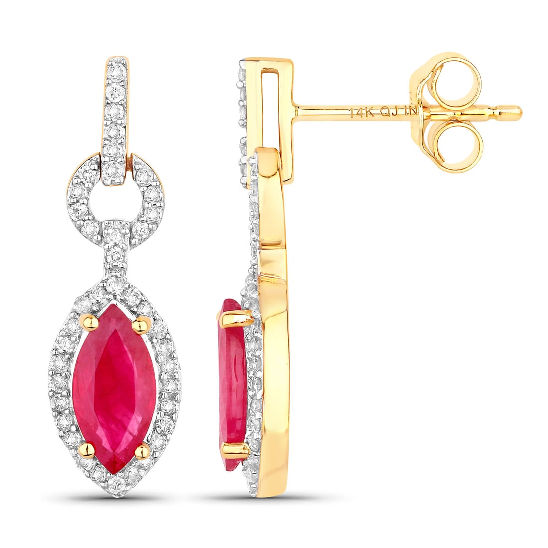 Ruby and Diamond Marquise-Cut Doorknocker Earrings - 2
