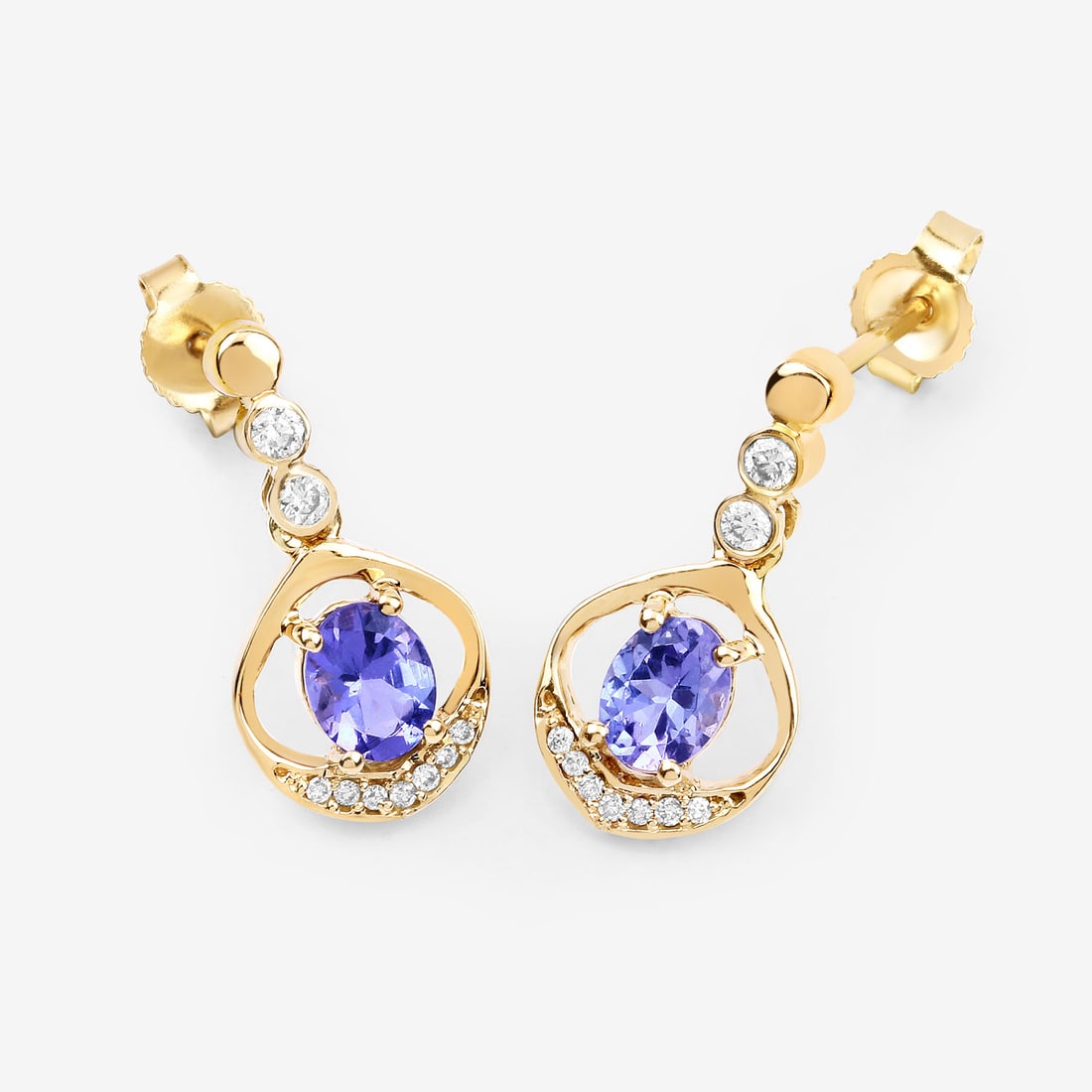 Tanzanite and Diamond Drop Earrings- Exotic Appeal - 2