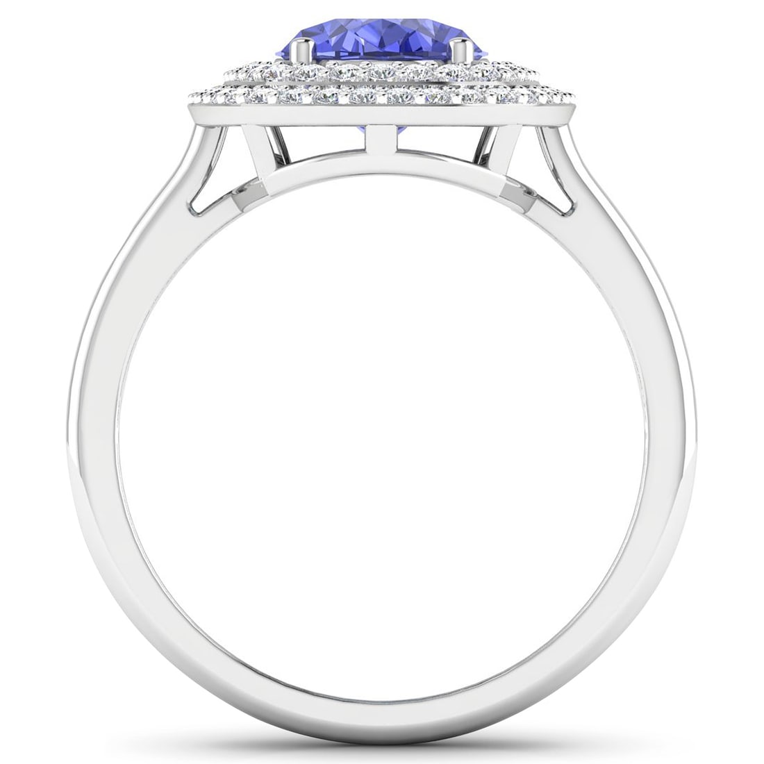 2.02 CTW Tanzanite Diamond 14K Double Halo Ring - 2