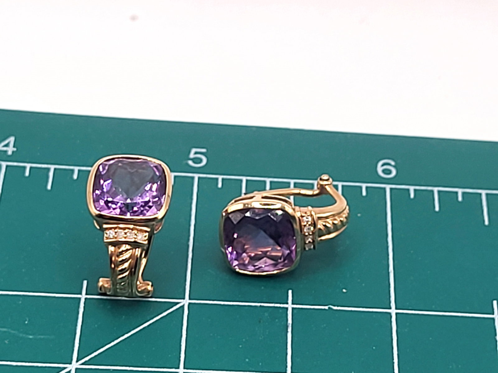 Cushion-Cut Amethyst and Diamond Earrings - 7