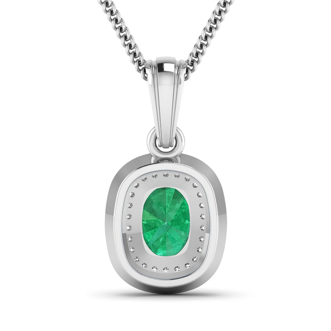 1.2CT Zambian Emerald & .30CTW Double Halo Pendant - 2