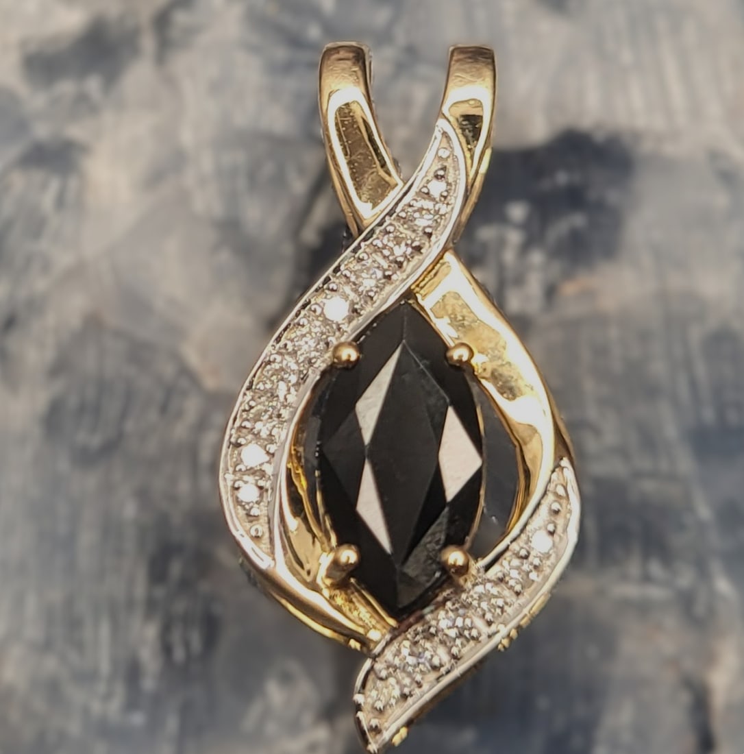 Marquise Blue Sapphire and Diamond Bypass Pendant - 2