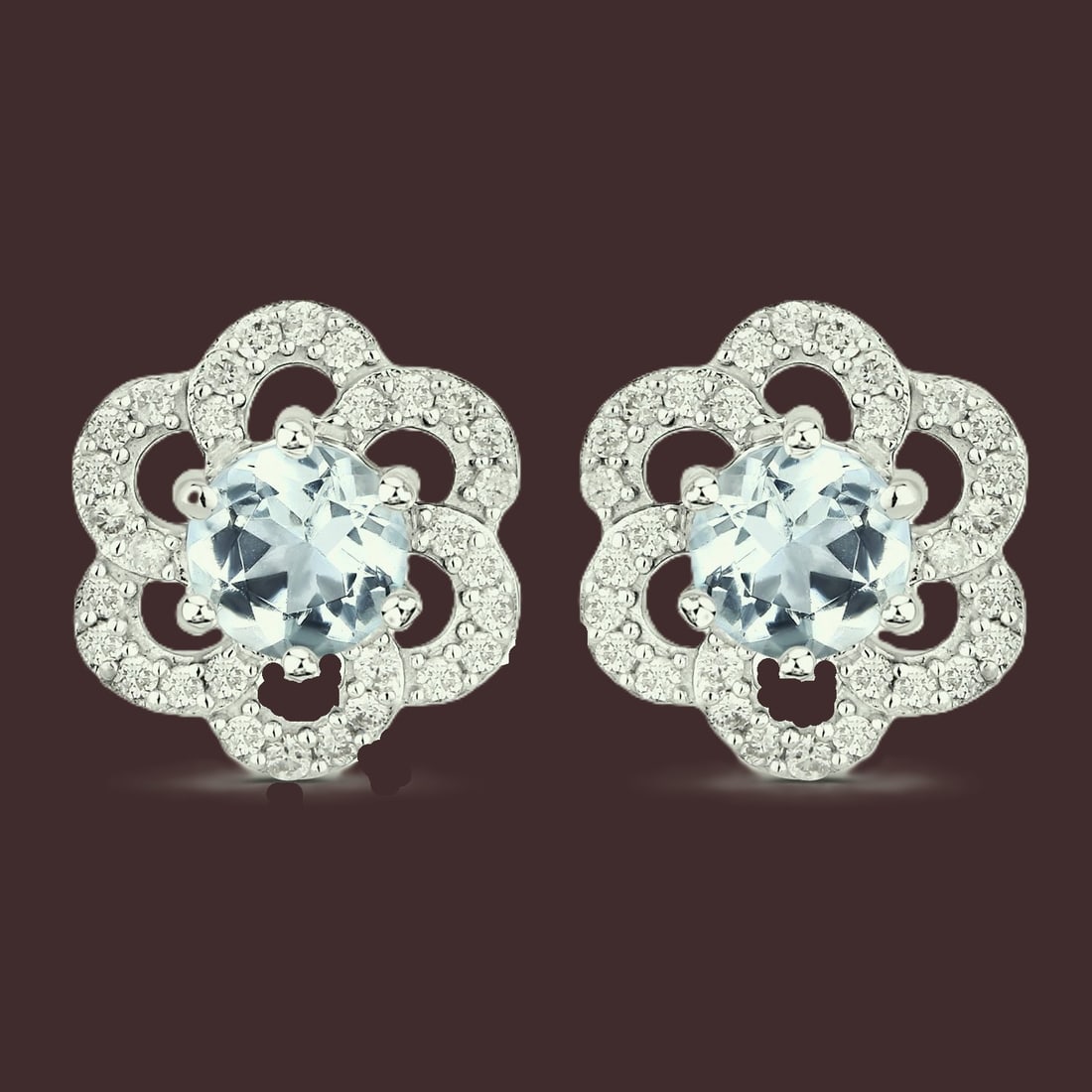 Genuine Aquamarine and NaturalDiamond Earrings - 3