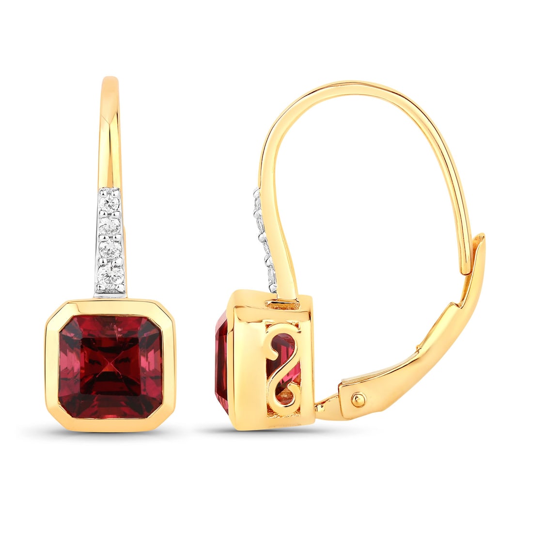 Rich Rubellite and Diamond Dangle Earrings - 7