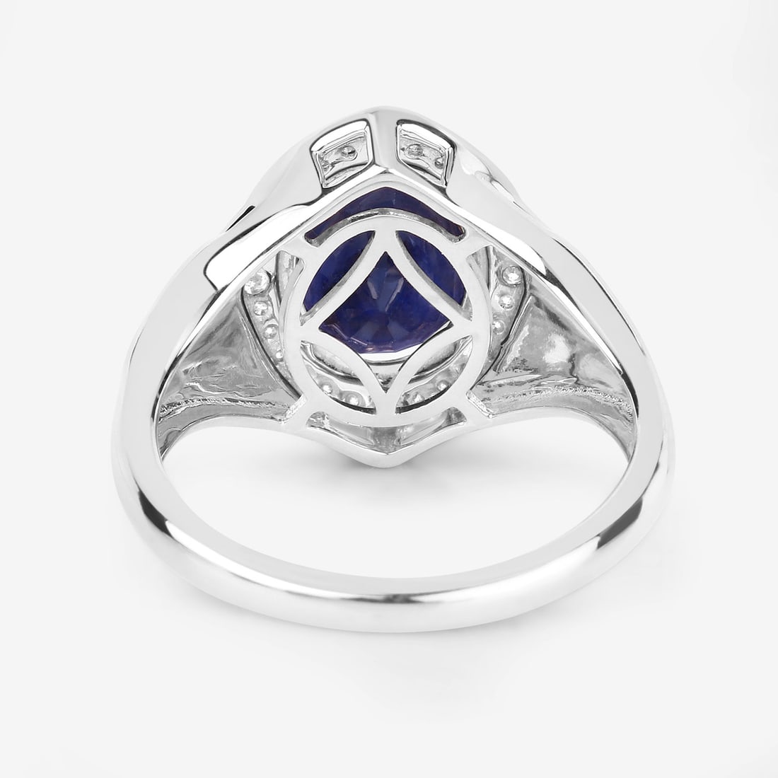 Blue Sapphire & Natural Diamond Statement Ring 14K - 7