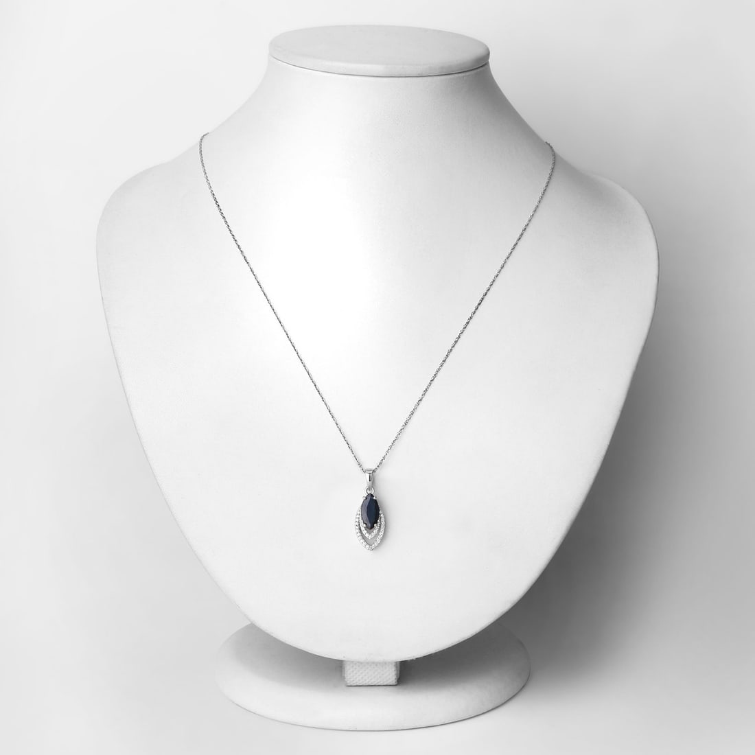 Marquise-Cut Blue Sapphire and Diamond Pendant - 2