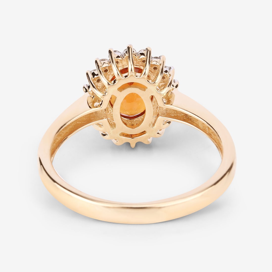 Spessartite Garnet and Diamond Halo Ring - 7