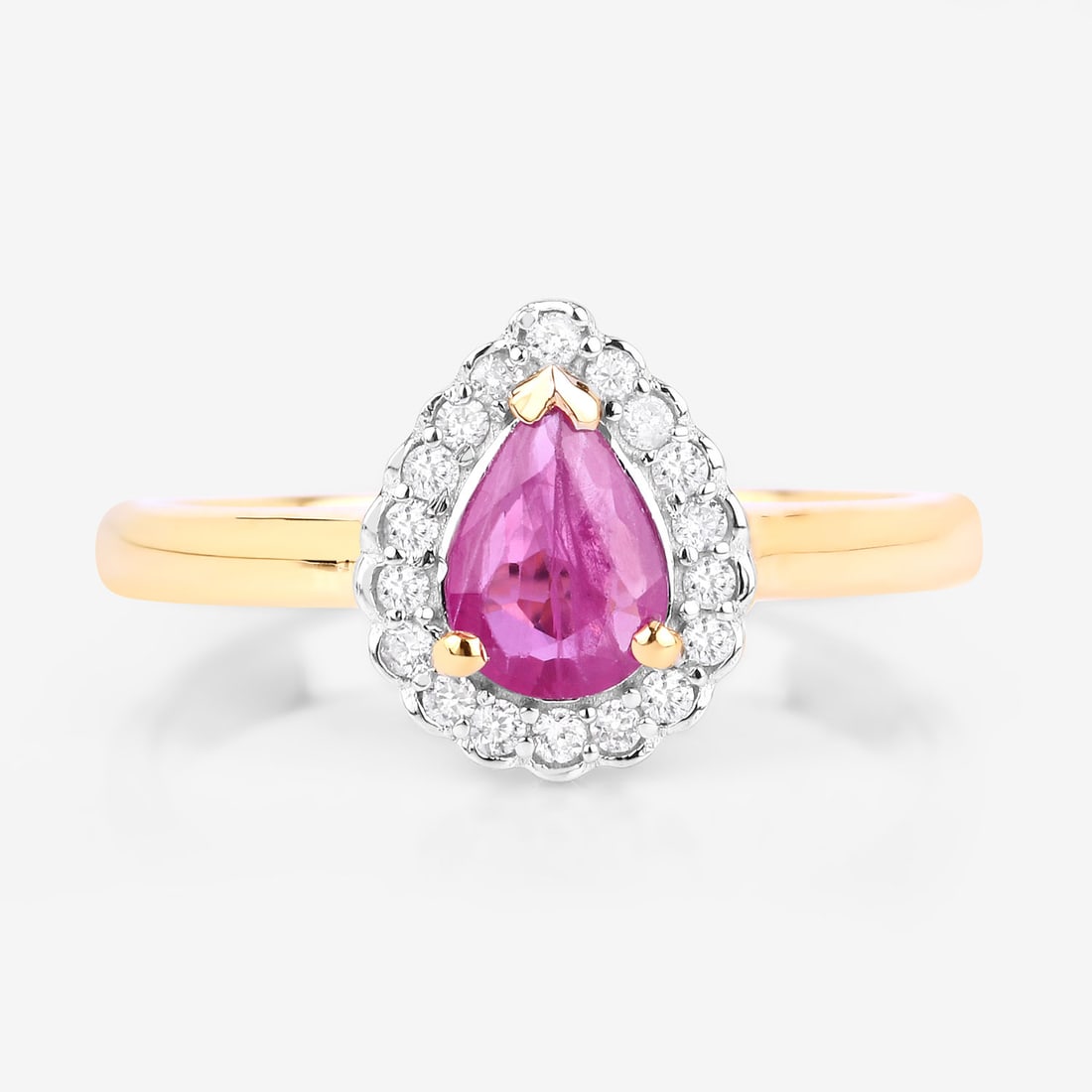 Pear-Cut Ruby and Diamond Halo Ring - 3