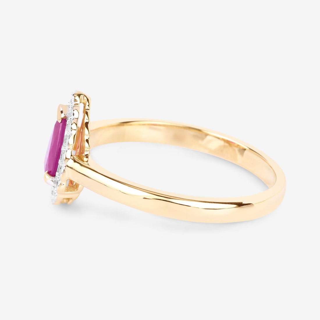 Pear-Cut Ruby and Diamond Halo Ring - 4