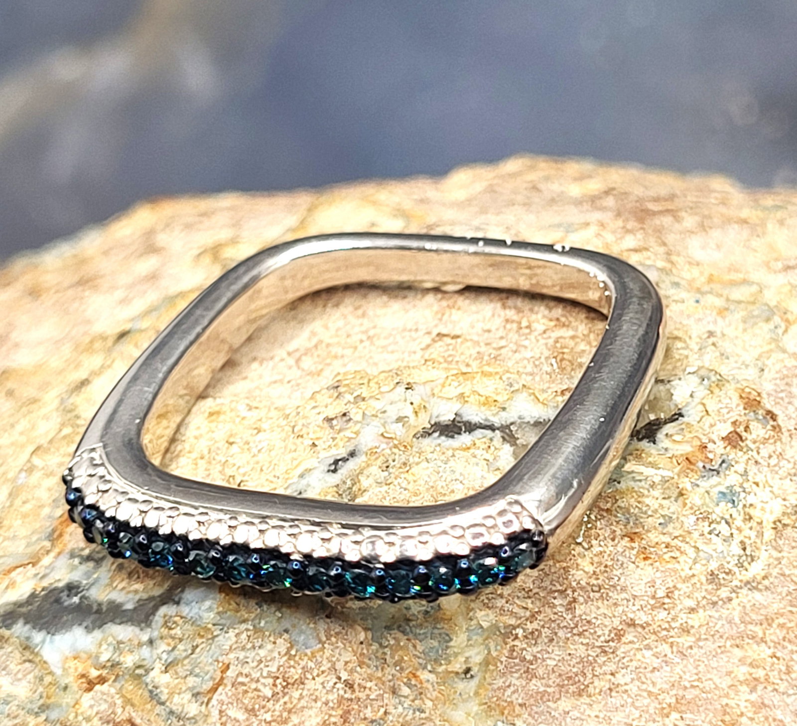 Blue Diamond and Square Slide-Thru Pendant .925 - 6