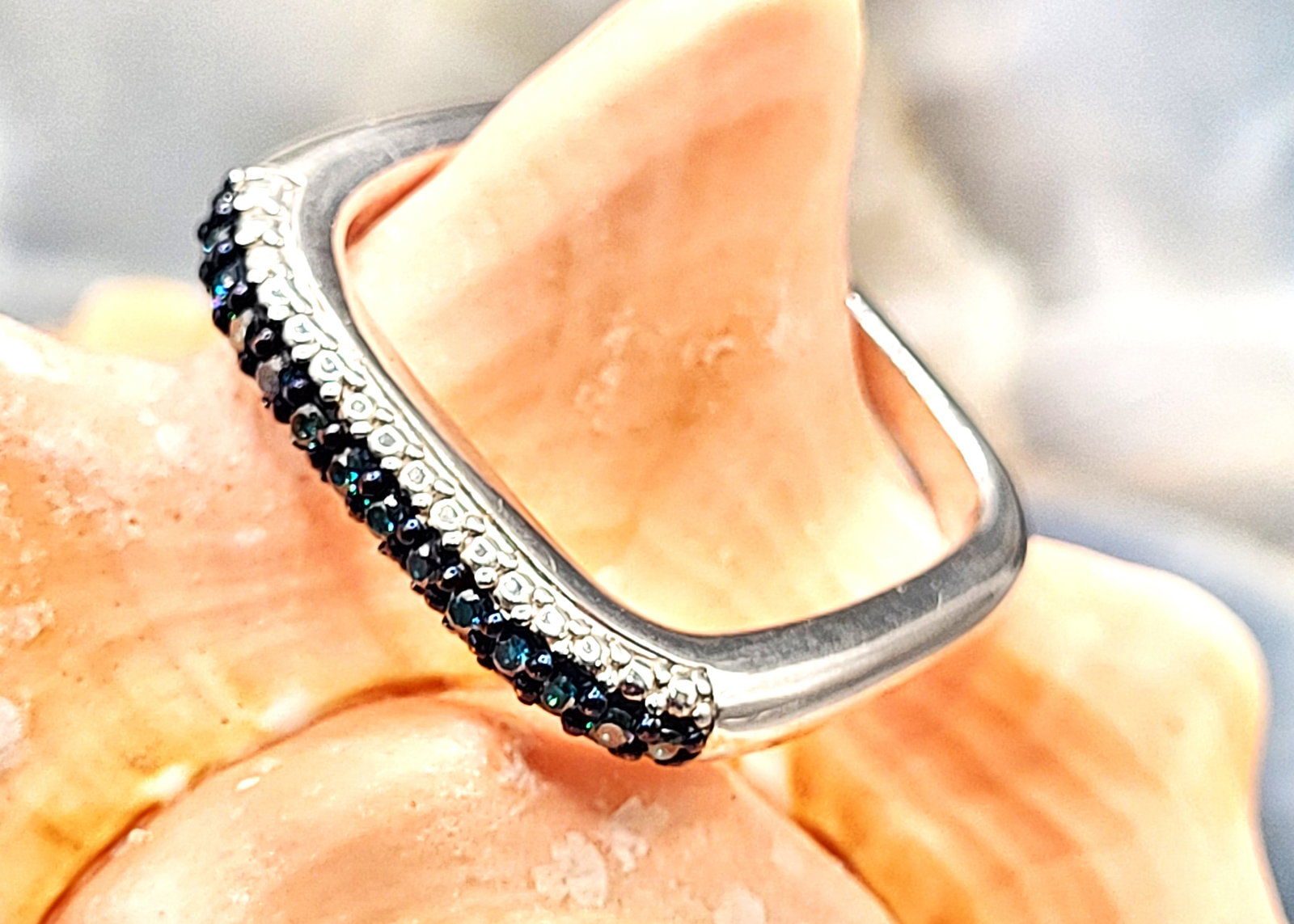 Blue Diamond and Square Slide-Thru Pendant .925 - 8