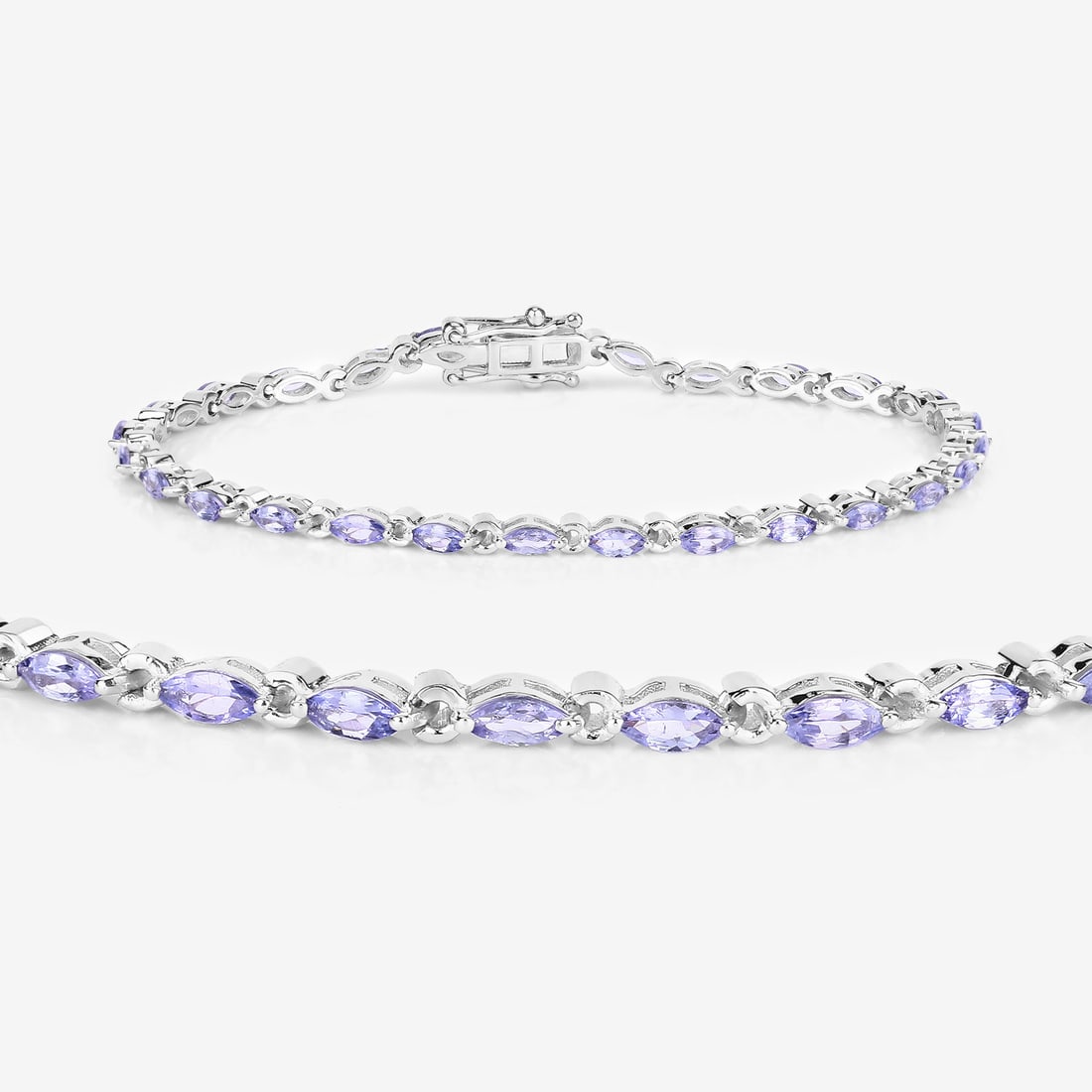 3.78 CTW Genuine Tanzanite Eternity Bracelet .925 - 2
