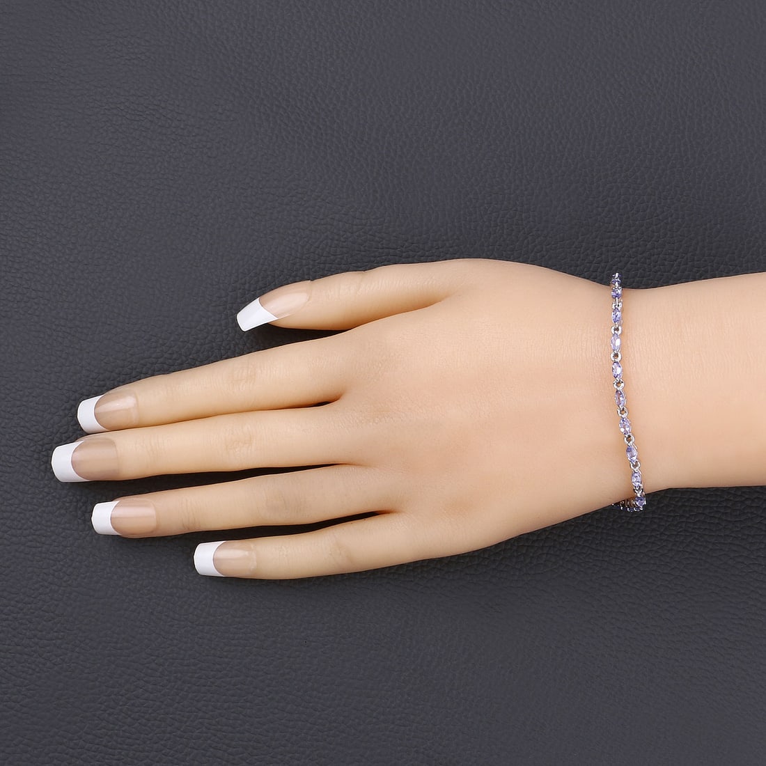 3.78 CTW Genuine Tanzanite Eternity Bracelet .925 - 7