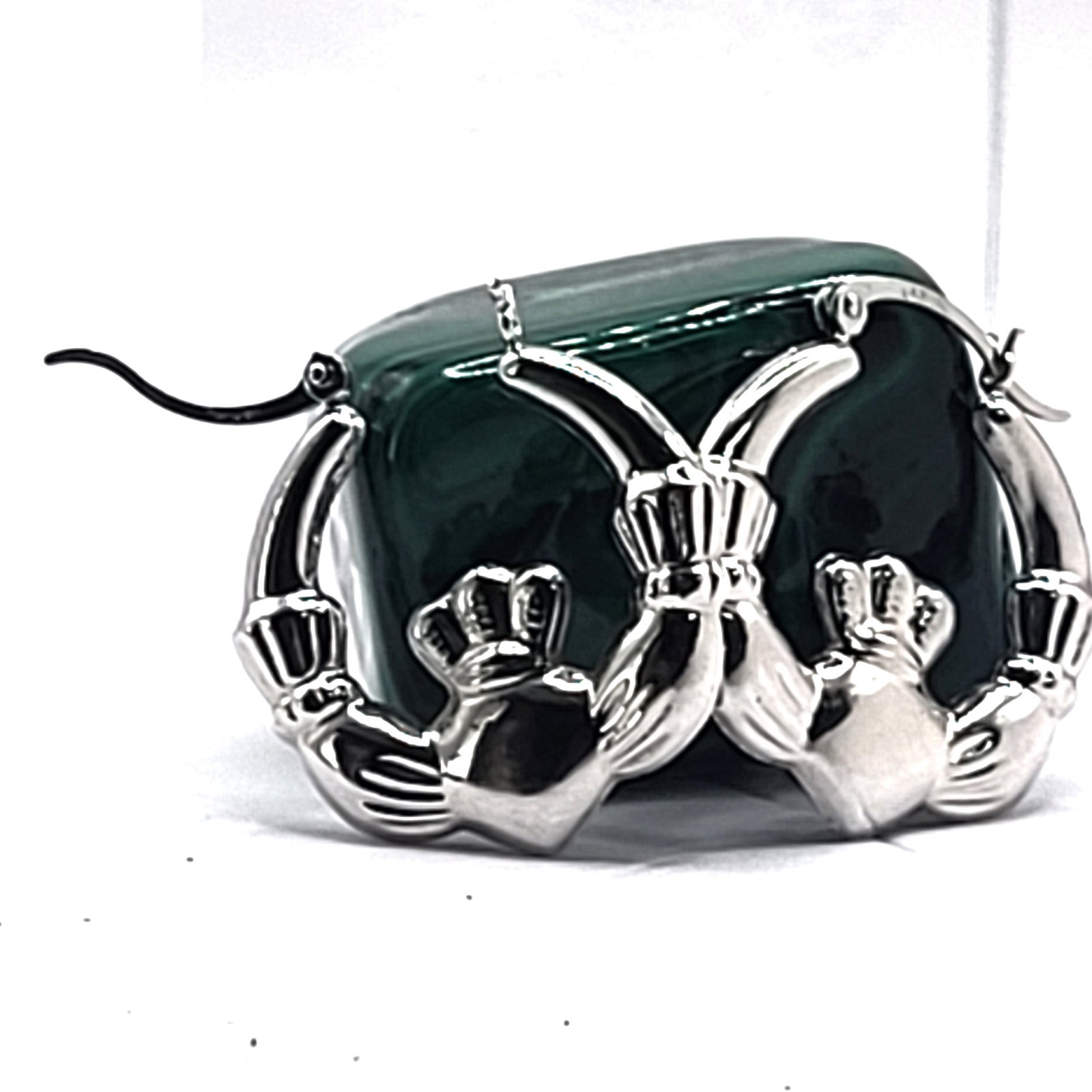 Love of the Irish White Gold Claddagh Hoops - 3