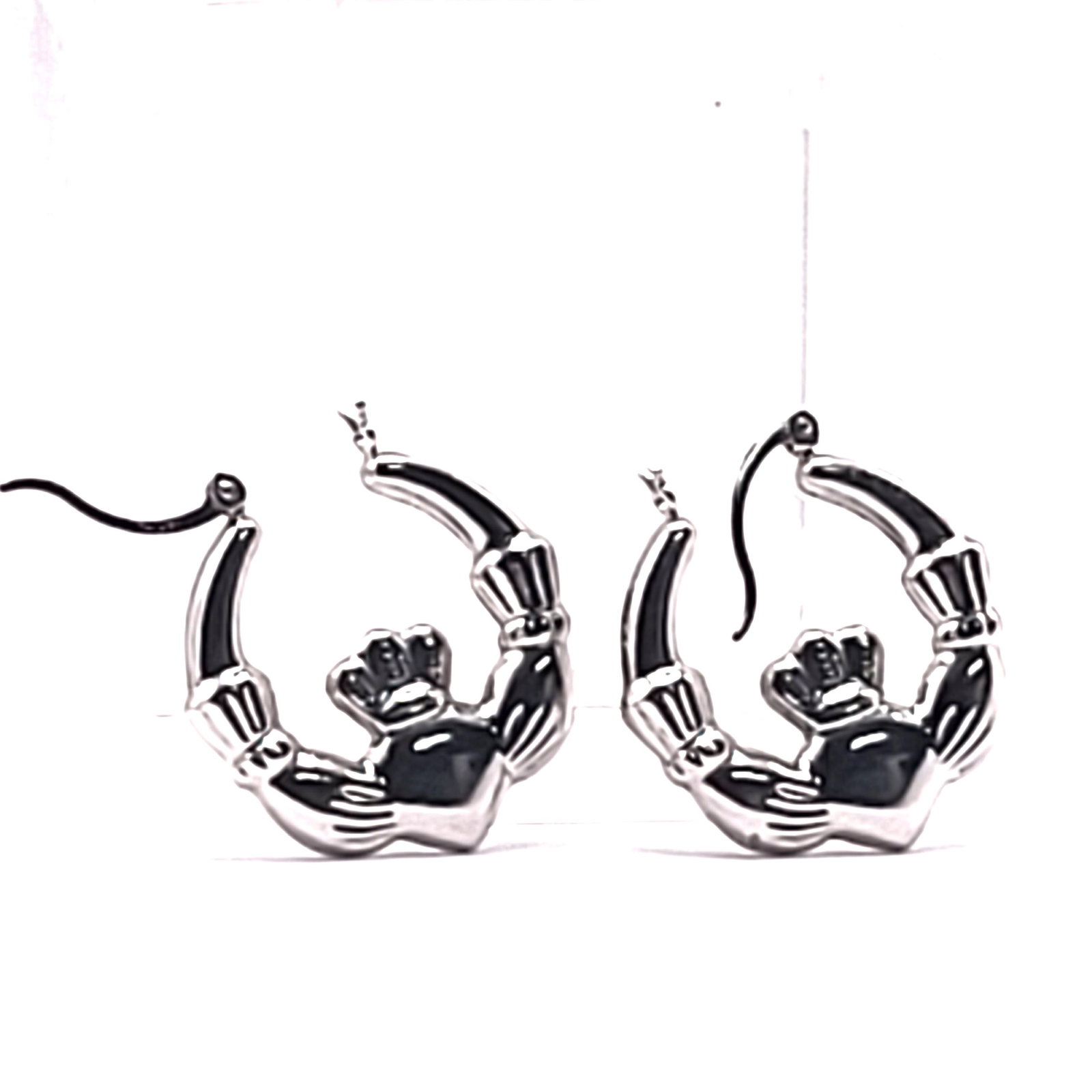Love of the Irish White Gold Claddagh Hoops - 5