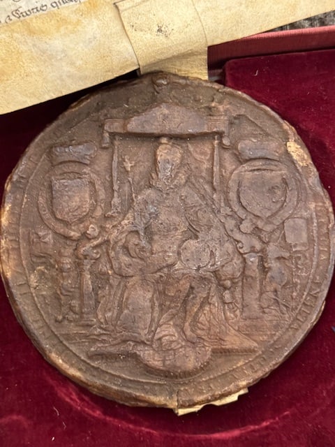 1616 King James 1 Great Seal with Vellum Document (1 of 6)