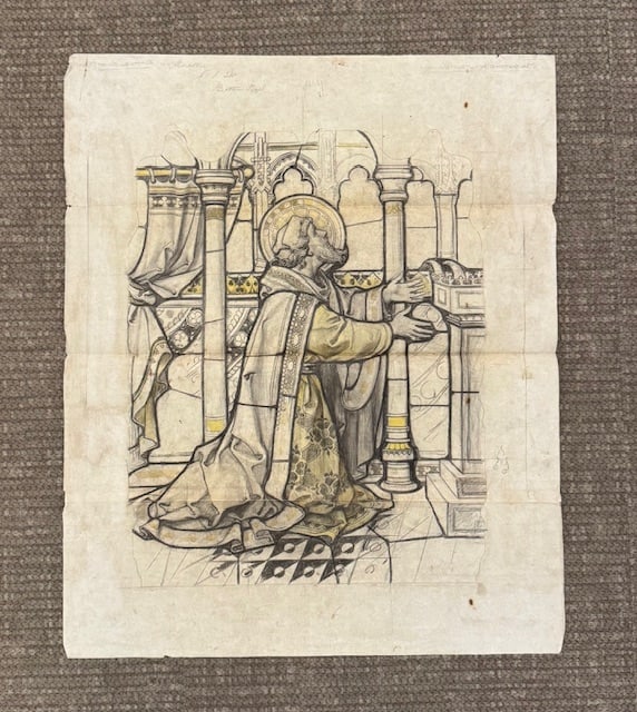 1904 Original Stained Glass Window Drawing: Samuel Praying (1 of 10)