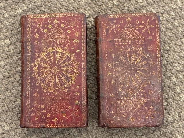 1752 Ornately Gilt Two Volume Red Morocco Bound KJV Bible SCOTTISH (1 of 8)