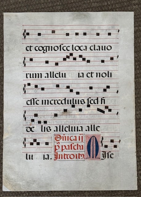 18th century Vellum Antiphonal Page (#3) (1 of 2)
