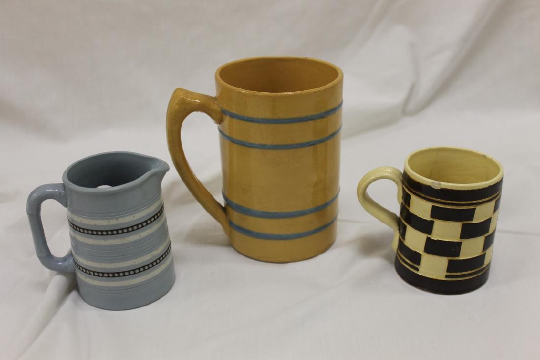 Yellow ware mugs:  3" brown and yellow checkerboard mug (1 of 1)