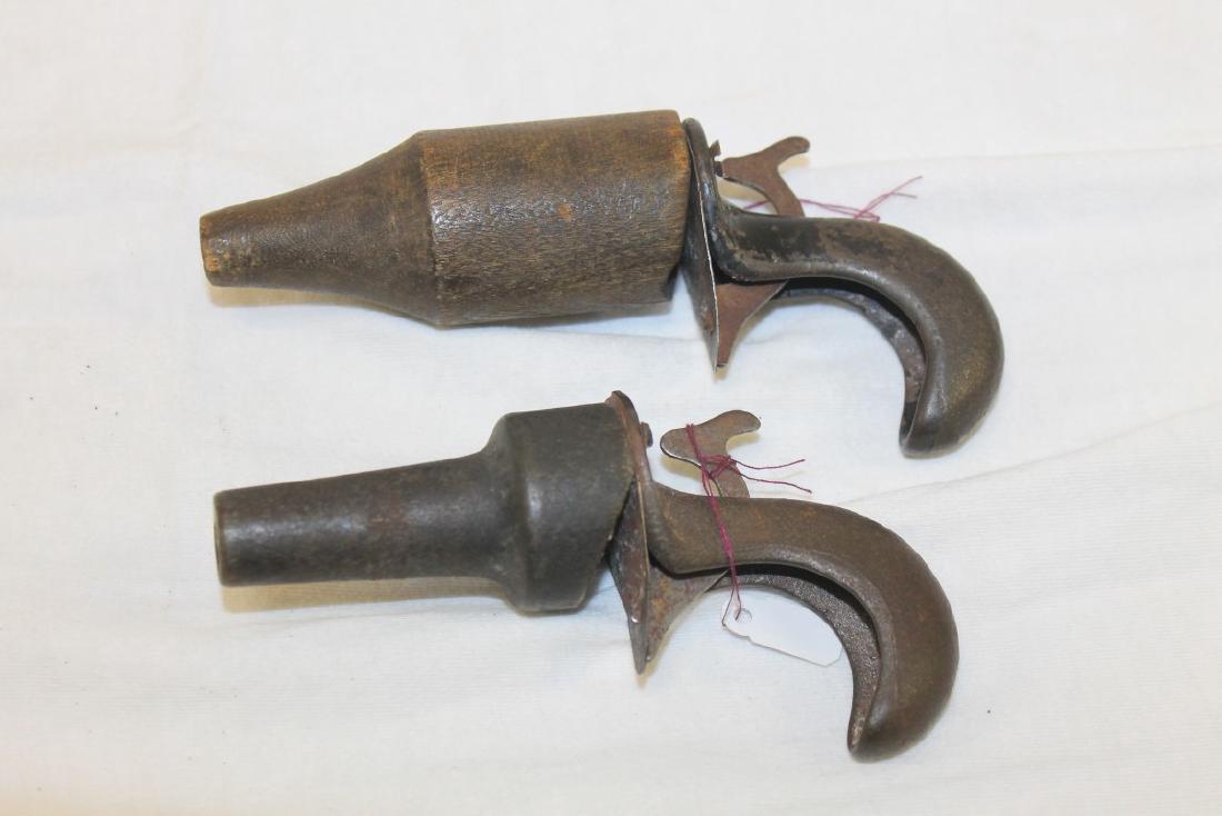 Milton Bradley "Peg Shooters", c. 1890, 5 1/2" and 4: Milton Bradley "Peg Shooters", c. 1890, 5 1/2" and 4 3/4"