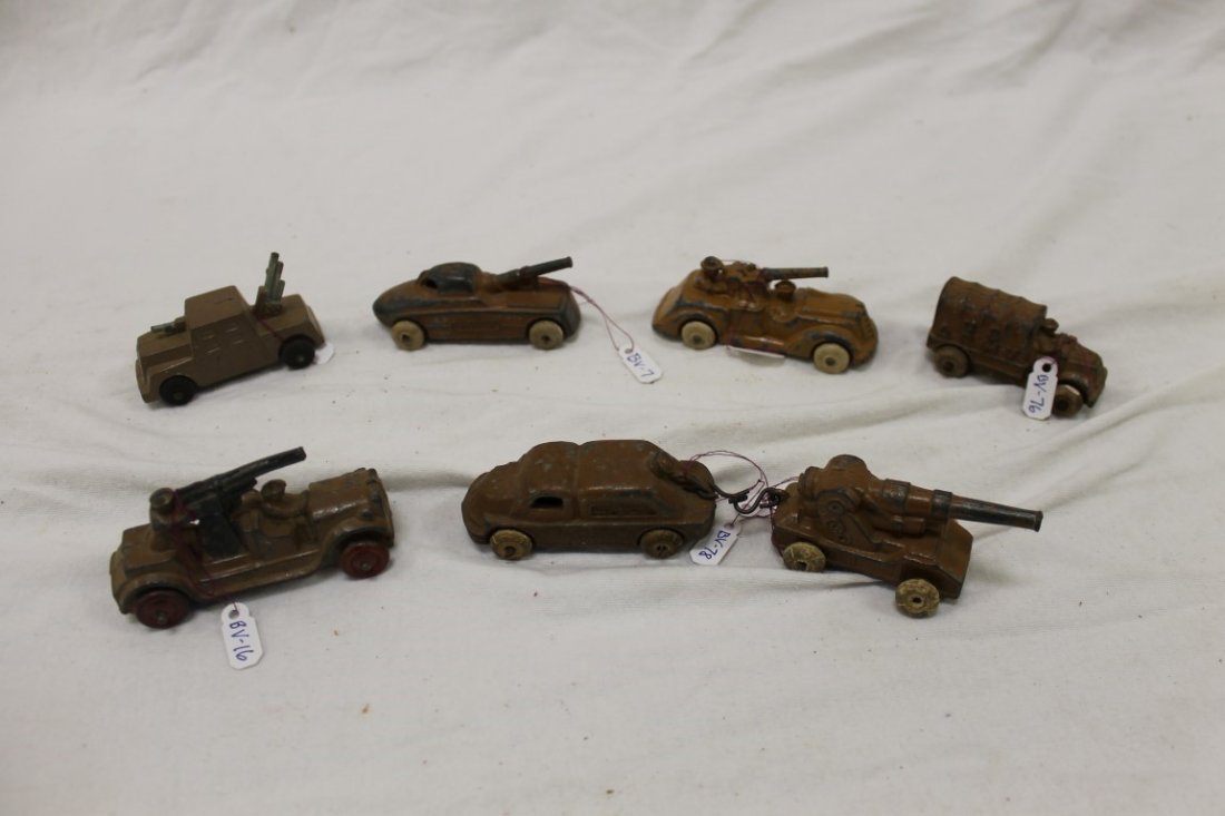 Barclay vehicles: Barclay vehicles: #152 Armored Army Truck, 2 7/8" (BV - 6); #197 Army Tank Truck (BV-7); (BV-15) cannon car; Howitzer; (BV-78) U.S. Motor Unit with hitch; #204 US Army Truck (BV-76); #198 Anti-Aircraf