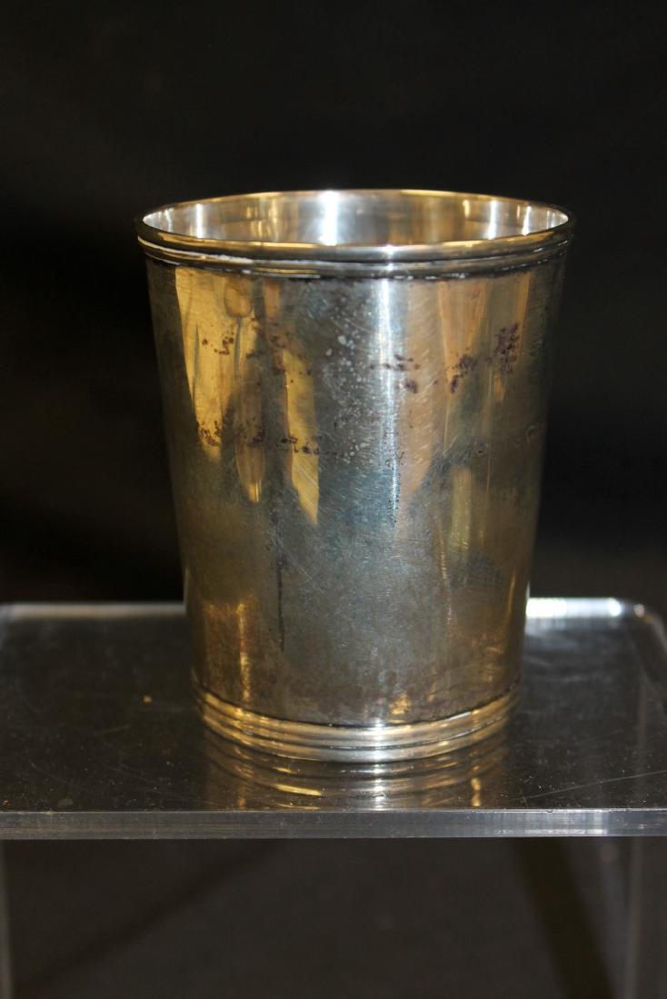 W. Kendrick, Louisville coin silver beaker, 3 5/8",: W. Kendrick, Louisville coin silver beaker, 3 5/8", 3.885 ozt.