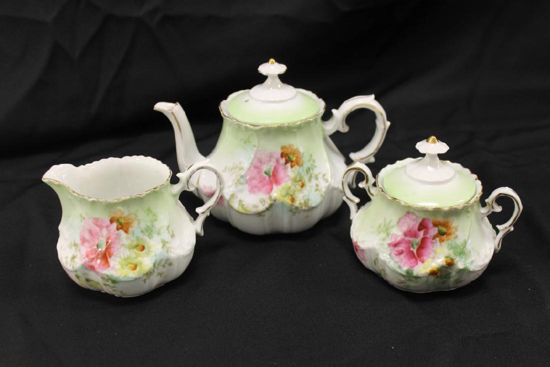 Unmarked RS Prussia floral decorated tea set.: Unmarked RS Prussia floral decorated tea set.