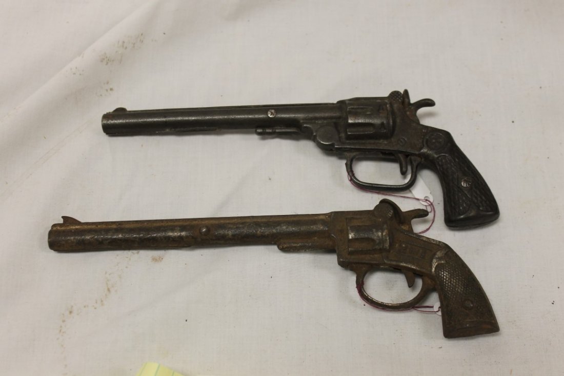 Rubber Band and Mammoth Cap and Cap Guns:: Rubber Band and Mammoth Cap and Cap Guns: Kilgore unnamed, 1925, 6 1/2", Stevens, 2 in 1, rubber band and Mammoth Cap pistol, 1930, 9 1/4"