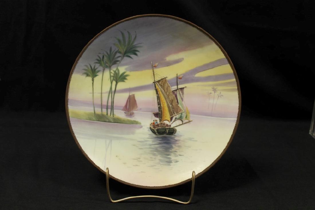 Nippon Green M in wreath 11" plaque with Moriage masted (1 of 2)