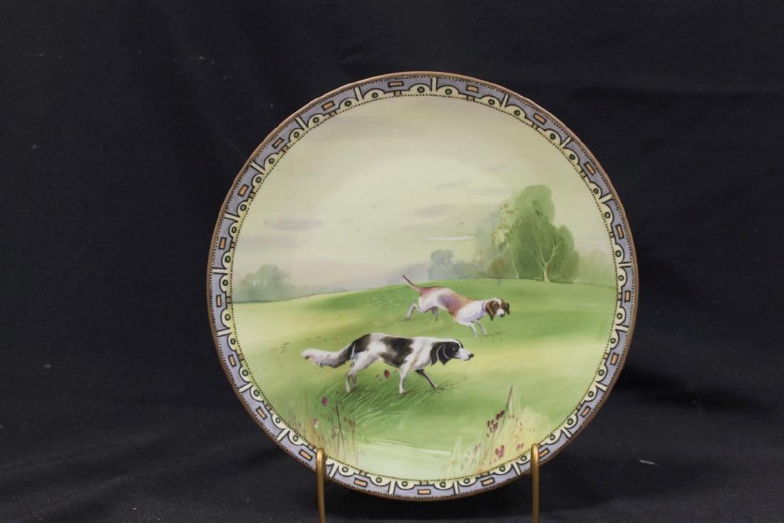 Nippon Green M in wreath 10 1/8" plaque with hunting (1 of 1)