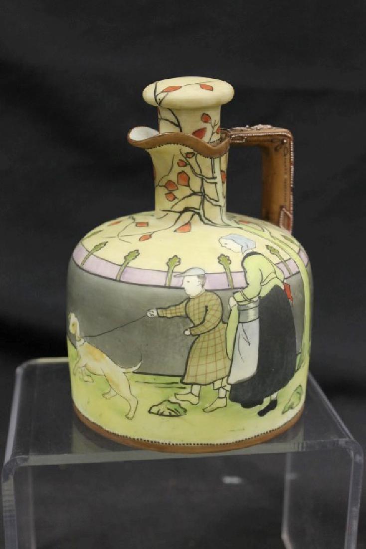 Nippon Blue M in wreath whiskey jug with "Dutch Dog (1 of 4)