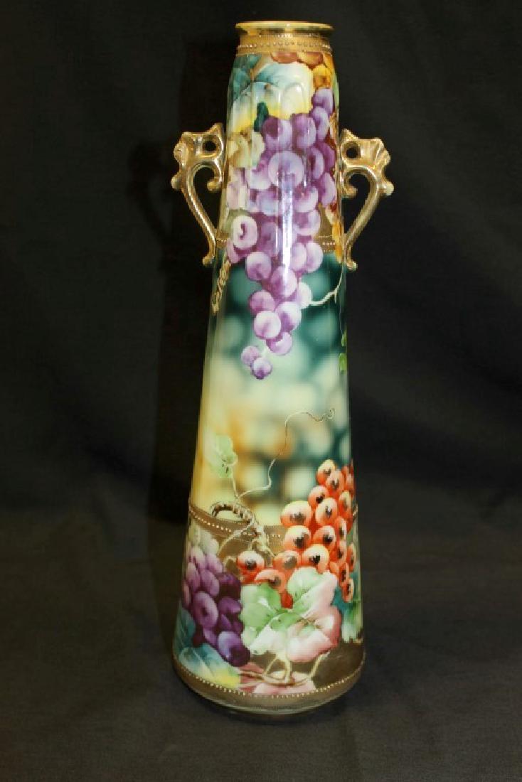 Nippon Green M in wreath 14 1/2" tapered neck vase with (1 of 2)