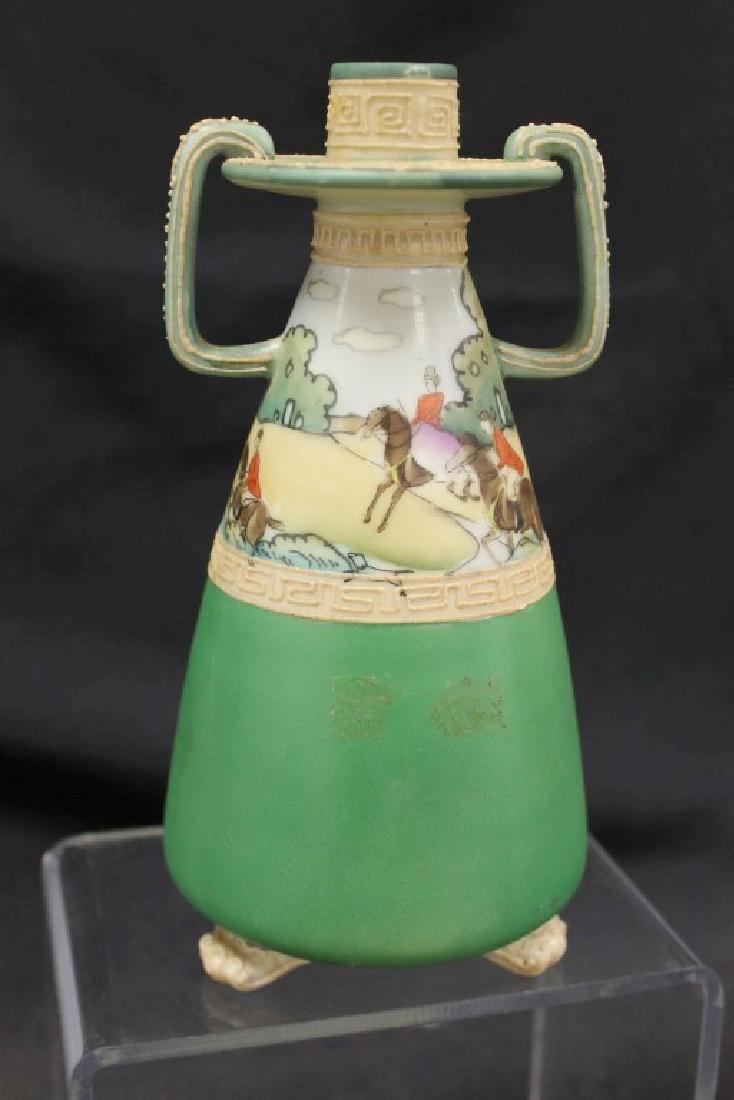 Nippon Blue Maple leaf footed 8" Hunt Scene 2-handle (1 of 4)