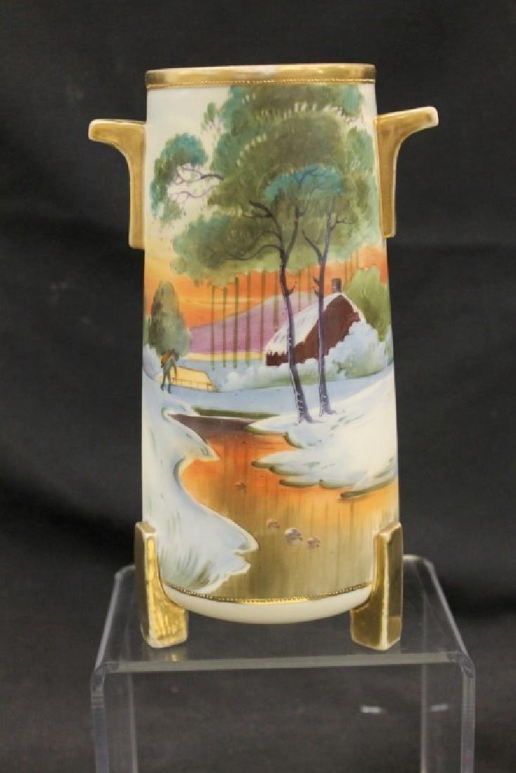 Nippon Blue Maple Leaf 9" matte finish vase with (1 of 4)