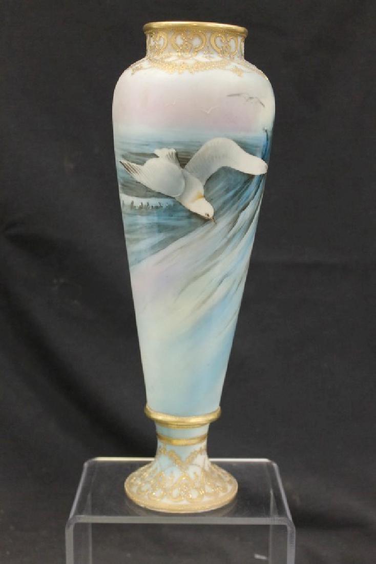 Nippon Blue Maple leaf bolted urn with seagulls and (1 of 4)