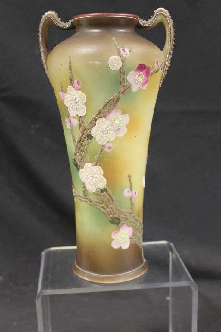 Unmarked Nippon 10" vase with moriage Dogwood branches (1 of 4)